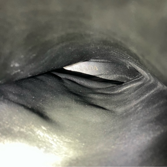 Prada Black Suede Mid Calf Gold Buckle Riding Boots size EU 40 US 9.5 - Picture 11 of 11